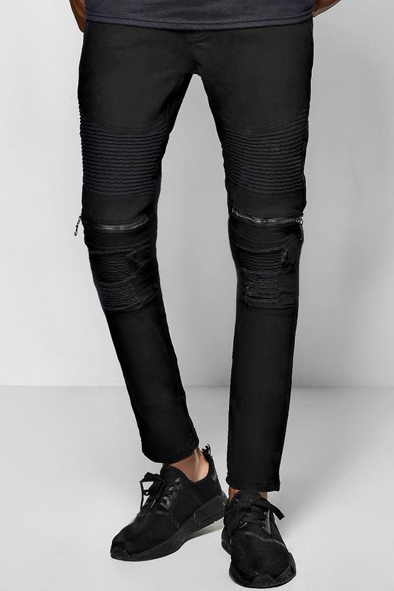 Super Skinny Stretch BikerJeans With Detail